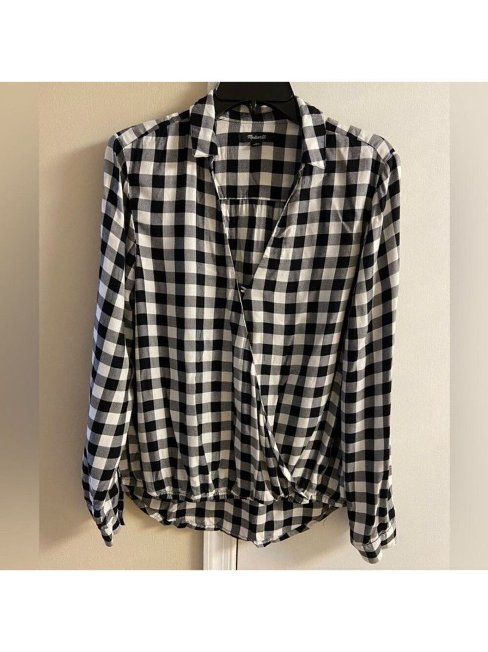 Madewell Monochrome Checkered Gingham Shirt surplice medium